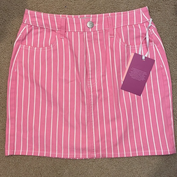 NWT Victor Glemaud for Target pink stripe denim jean mini skirt - Picture 2 of 5